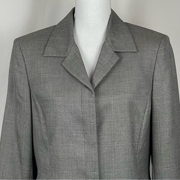 Anne Klein Black & White Plaid Print Career Academia Jacket Blazer NWOT Size 10 - Picture 2 of 11